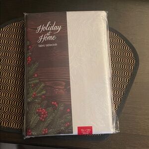 White Fabric Tablecloth